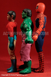 Aqualad, Hulk, and Spider-Man Megos