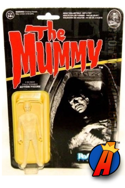 Funko Reaction retro-style Universal Monsters glow-in-the-dark Variant Mummy action figure.